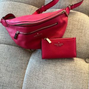 Kate Spade belt bag . Coral color. With brand new wallet with tags.